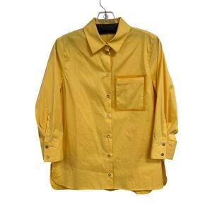 Per Se by Carlisle Yellow Front Pocket Snap Button Up Shirt Womens 6